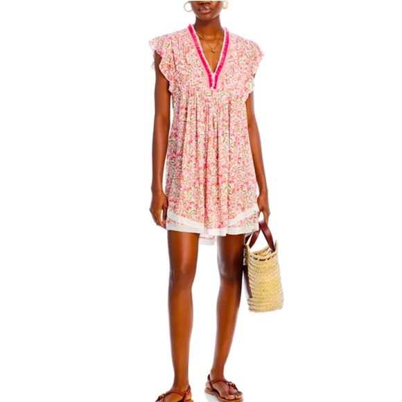 Poupette St. Barth Floral Mini Dress medium luxe Revolve flowy beach fun chic - Picture 1 of 13